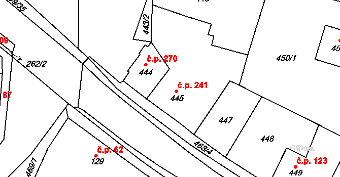 Kozolupy 241 na parcele st. 445 v KÚ Kozolupy u Plzně, Katastrální mapa