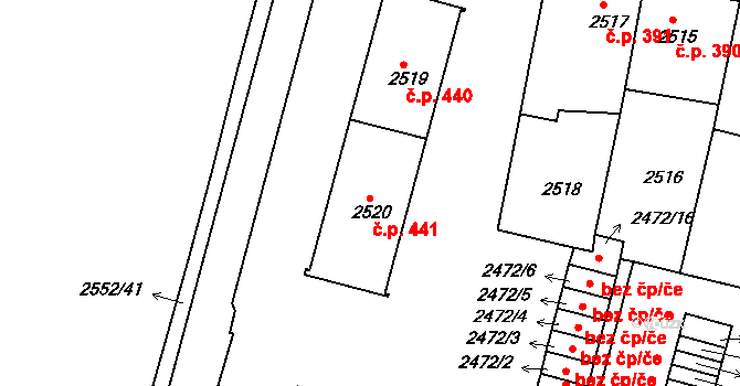 Veselí nad Lužnicí I 441, Veselí nad Lužnicí na parcele st. 2520 v KÚ Veselí nad Lužnicí, Katastrální mapa