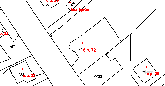 Brnířov 72 na parcele st. 83 v KÚ Brnířov, Katastrální mapa