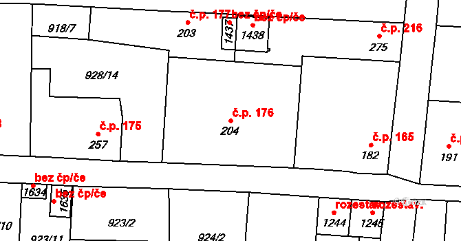 Holýšov 176 na parcele st. 204 v KÚ Holýšov, Katastrální mapa
