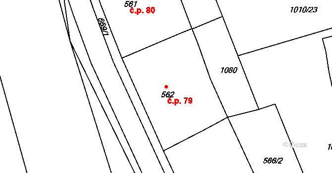 Olivětín 79, Broumov na parcele st. 562 v KÚ Broumov, Katastrální mapa