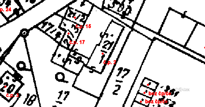 Velichovky 2 na parcele st. 21/1 v KÚ Velichovky, Katastrální mapa