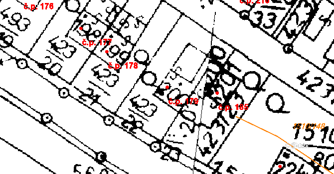Horní Ředice 179 na parcele st. 200/1 v KÚ Horní Ředice, Katastrální mapa