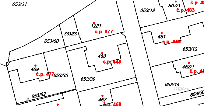 Svítkov 448, Pardubice na parcele st. 468 v KÚ Svítkov, Katastrální mapa