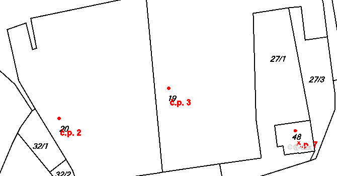 Žitná 3, Hracholusky na parcele st. 19 v KÚ Žitná u Netolic, Katastrální mapa