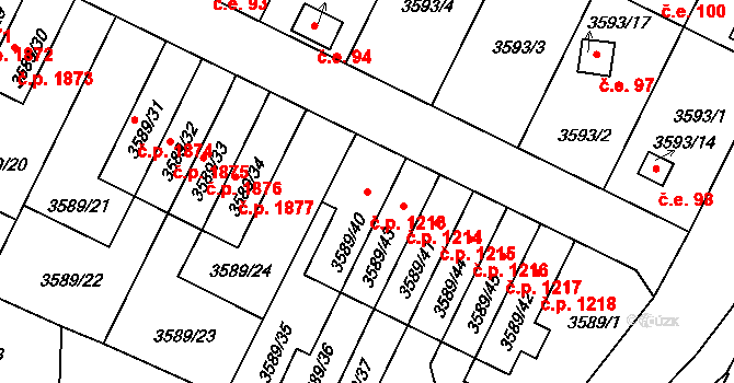 Zábřeh 1213 na parcele st. 3589/40 v KÚ Zábřeh na Moravě, Katastrální mapa