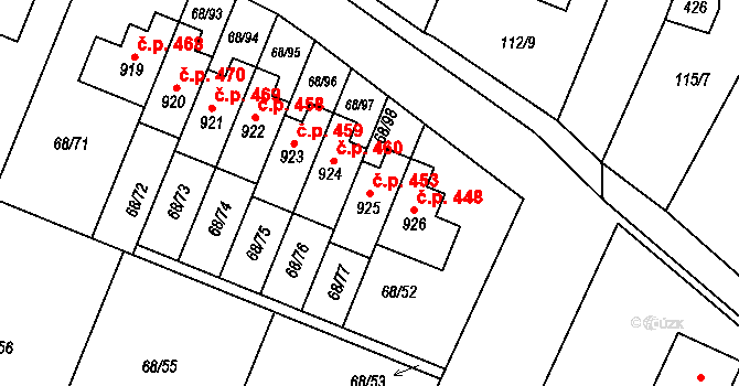 Velká Hleďsebe 453 na parcele st. 925 v KÚ Velká Hleďsebe, Katastrální mapa