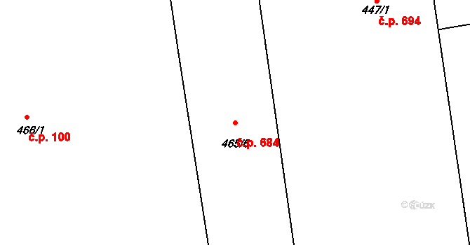 Karlín 684, Praha na parcele st. 465/6 v KÚ Karlín, Katastrální mapa