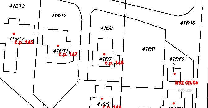 Chlum 148, Křemže na parcele st. 416/7 v KÚ Chlum u Křemže, Katastrální mapa
