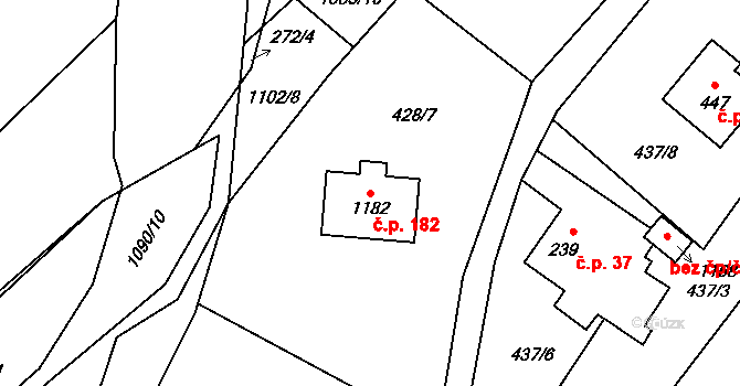 Tyra 182, Třinec na parcele st. 1182 v KÚ Tyra, Katastrální mapa