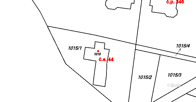Senec 44, Zruč-Senec na parcele st. 1016 v KÚ Senec u Plzně, Katastrální mapa