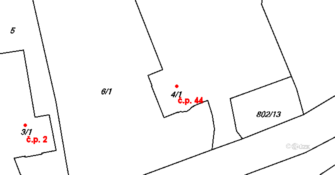 Synkov 44, Synkov-Slemeno na parcele st. 4/1 v KÚ Synkov, Katastrální mapa