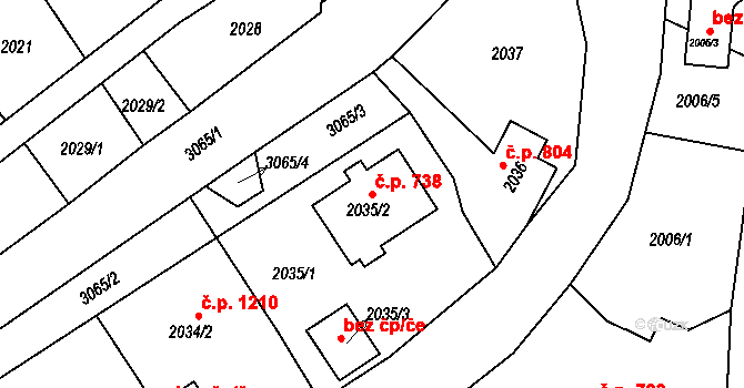 Rychnov nad Kněžnou 738 na parcele st. 2035/2 v KÚ Rychnov nad Kněžnou, Katastrální mapa