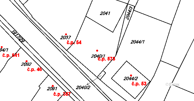 Pohořelice 578 na parcele st. 2040/1 v KÚ Pohořelice nad Jihlavou, Katastrální mapa