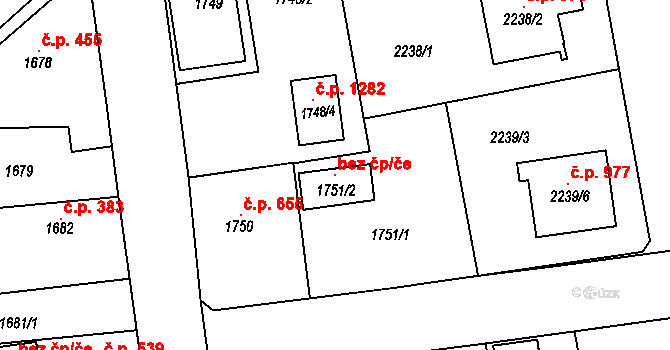 Třemošná 102196672 na parcele st. 1751/2 v KÚ Třemošná, Katastrální mapa
