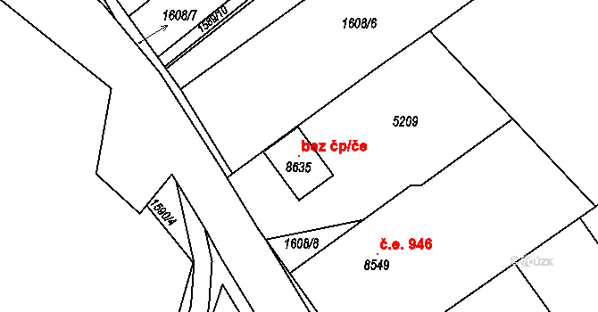 Kroměříž 106160672 na parcele st. 8635 v KÚ Kroměříž, Katastrální mapa