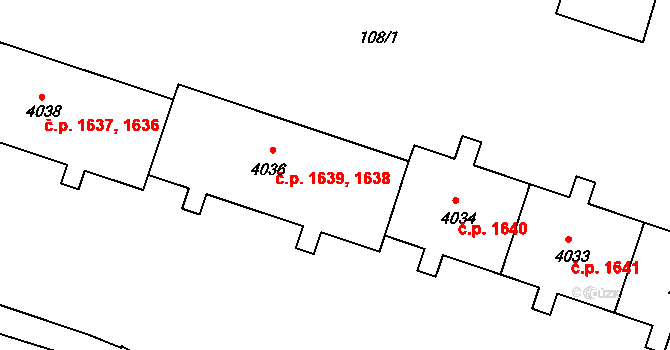 Čelákovice 1639 na parcele st. 4036 v KÚ Čelákovice, Katastrální mapa