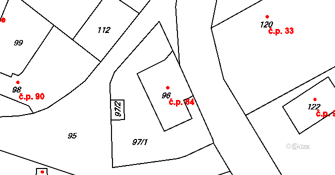 Ondřejov 64, Rýmařov na parcele st. 96 v KÚ Ondřejov u Rýmařova, Katastrální mapa