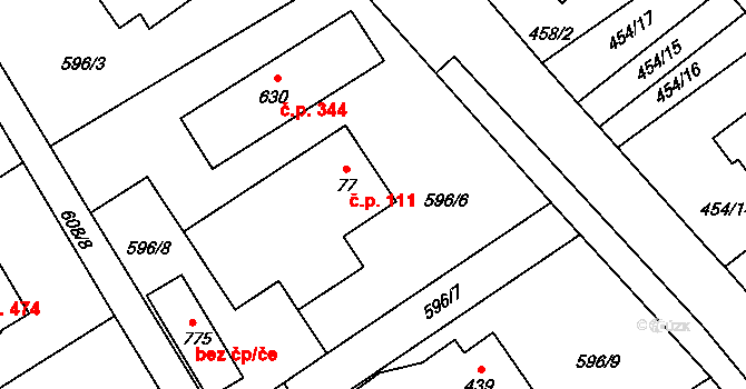 Lučina 111 na parcele st. 77 v KÚ Lučina, Katastrální mapa