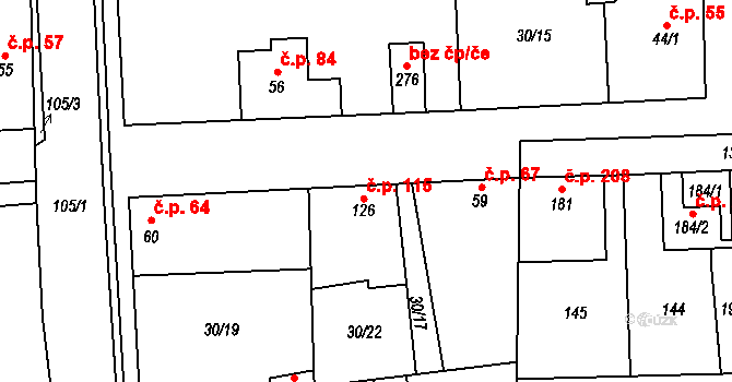 Hovorčovice 115 na parcele st. 126 v KÚ Hovorčovice, Katastrální mapa