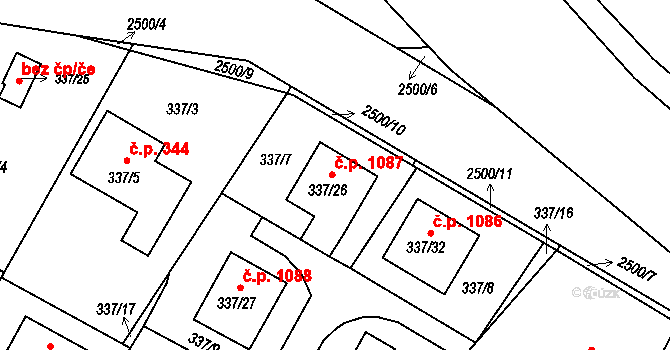 Třeboň II 1087, Třeboň na parcele st. 337/26 v KÚ Třeboň, Katastrální mapa