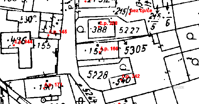 Černošín 166 na parcele st. 152 v KÚ Černošín, Katastrální mapa
