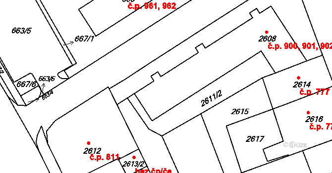 Hulín 900,901,902 na parcele st. 2608 v KÚ Hulín, Katastrální mapa