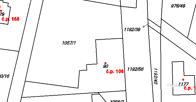 Želivec 106, Sulice na parcele st. 90 v KÚ Sulice, Katastrální mapa