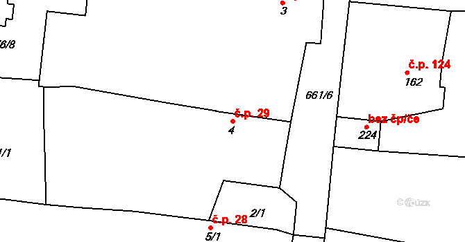 Libotenice 29 na parcele st. 4 v KÚ Libotenice, Katastrální mapa