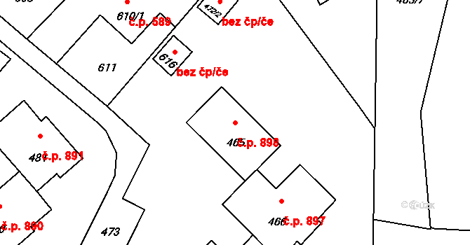 Lutyně 898, Orlová na parcele st. 465 v KÚ Horní Lutyně, Katastrální mapa