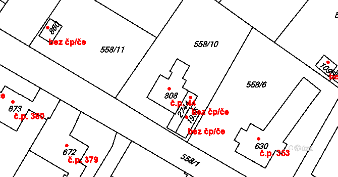 Prachatice II 44, Prachatice na parcele st. 808 v KÚ Prachatice, Katastrální mapa