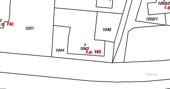 Dolní Lutyně 180 na parcele st. 1043 v KÚ Dolní Lutyně, Katastrální mapa