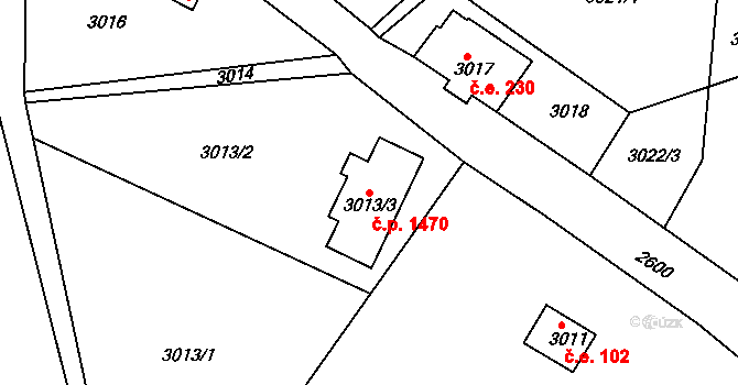 Smržovka 1470 na parcele st. 3013/3 v KÚ Smržovka, Katastrální mapa