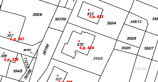 Staňkov II 414, Staňkov na parcele st. 570 v KÚ Staňkov-ves, Katastrální mapa