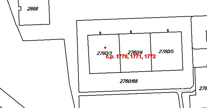 Chodov 1770,1771,1772, Praha na parcele st. 2760/3 v KÚ Chodov, Katastrální mapa