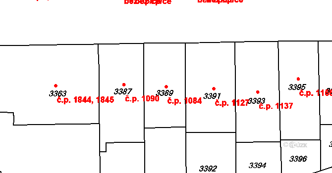 Smíchov 1084, Praha na parcele st. 3389 v KÚ Smíchov, Katastrální mapa