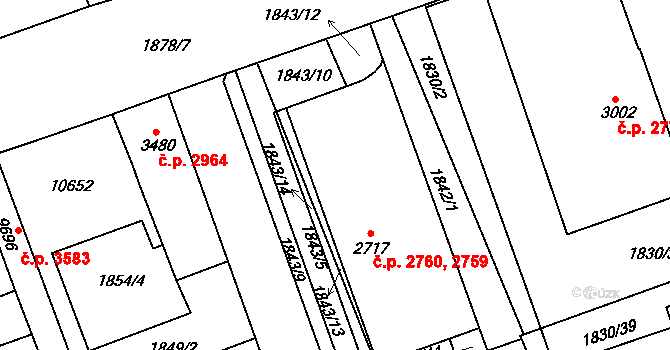 Hodonín 2759,2760 na parcele st. 2717 v KÚ Hodonín, Katastrální mapa