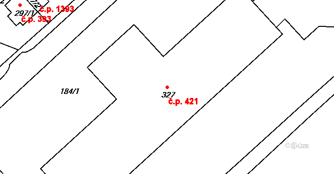 Sezimovo Ústí 421 na parcele st. 327 v KÚ Sezimovo Ústí, Katastrální mapa