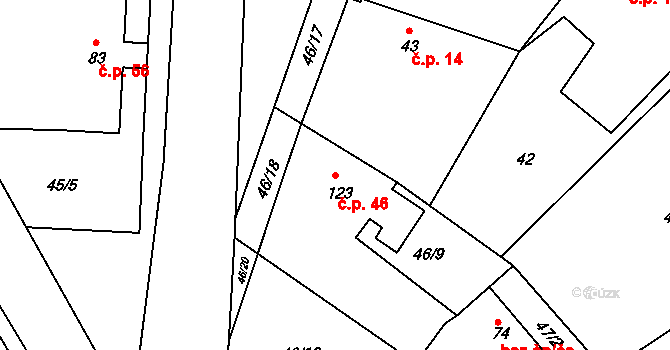 Hradišťko II 46, Žiželice na parcele st. 123 v KÚ Hradišťko II, Katastrální mapa