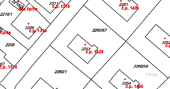Rumburk 1 1429, Rumburk na parcele st. 2253 v KÚ Rumburk, Katastrální mapa