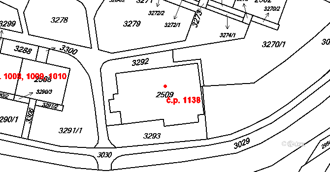 Slatina 1138, Brno na parcele st. 2509 v KÚ Slatina, Katastrální mapa