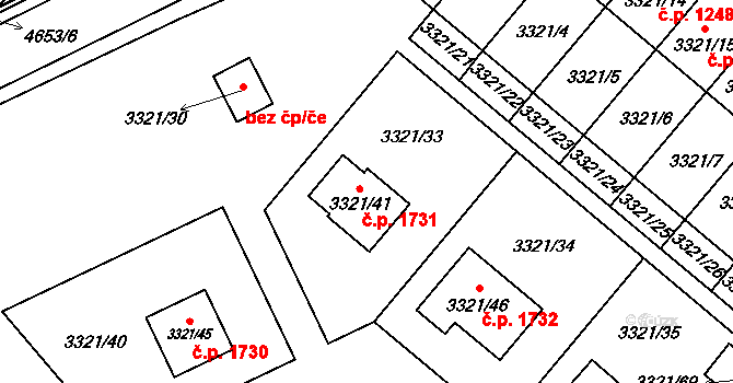 Chotěboř 1731 na parcele st. 3321/41 v KÚ Chotěboř, Katastrální mapa