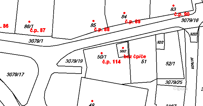Buškovice 114, Podbořany na parcele st. 50/1 v KÚ Buškovice, Katastrální mapa