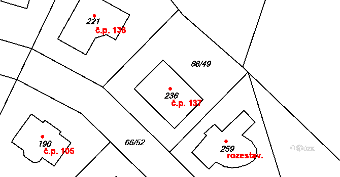 Slatina 137, Františkovy Lázně na parcele st. 236 v KÚ Slatina u Františkových Lázní, Katastrální mapa