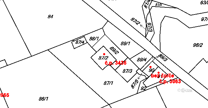 Severní Terasa 3435, Ústí nad Labem na parcele st. 87/2 v KÚ Dobětice, Katastrální mapa