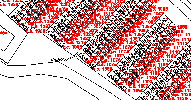 Hodonín 1076 na parcele st. 6560 v KÚ Hodonín, Katastrální mapa