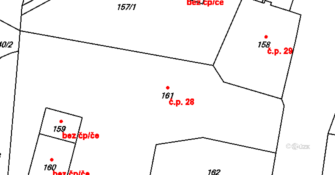 Moravský Kočov 28, Moravskoslezský Kočov na parcele st. 161 v KÚ Moravský Kočov, Katastrální mapa