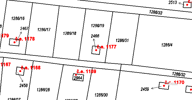 Milevsko 1177 na parcele st. 2466 v KÚ Milevsko, Katastrální mapa