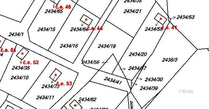 Janovice 42, Velká Bíteš na parcele st. 2434/19 v KÚ Velká Bíteš, Katastrální mapa