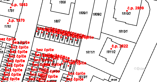 Teplice 39156672 na parcele st. 1805/2 v KÚ Teplice, Katastrální mapa